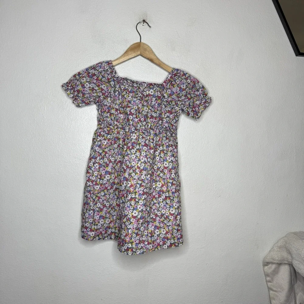 New Baby Gap Floral Dress Puffed Sleeves Smocked‎ Top Girls 5 Year